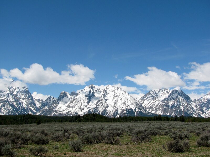 Snow-capped Mountains — Blue, Serene, Afternoon, Photograph, Clouds, Forest, Shrubland