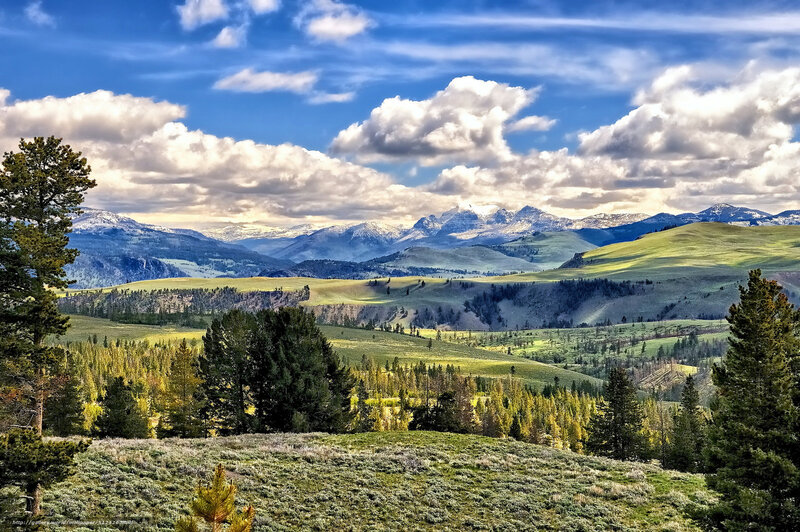 Snow-capped Mountains — Blue, Serene, Afternoon, Photograph, Clouds, Forests
