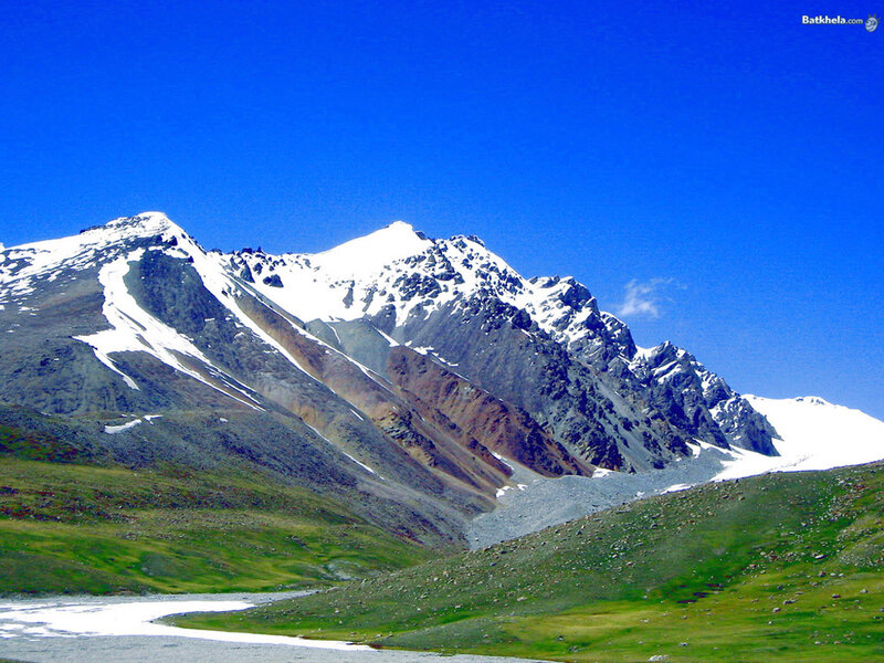 Snow-capped Mountains — Blue, Serene, Afternoon, Photograph, Grass
