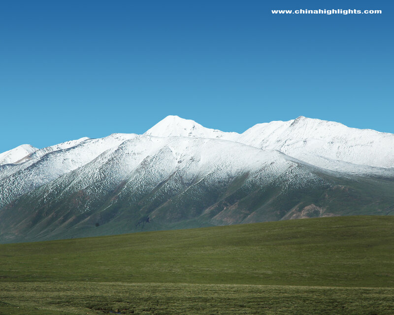 Snow-capped Mountains — Blue, Serene, Afternoon, Photograph, Grassland, Sky