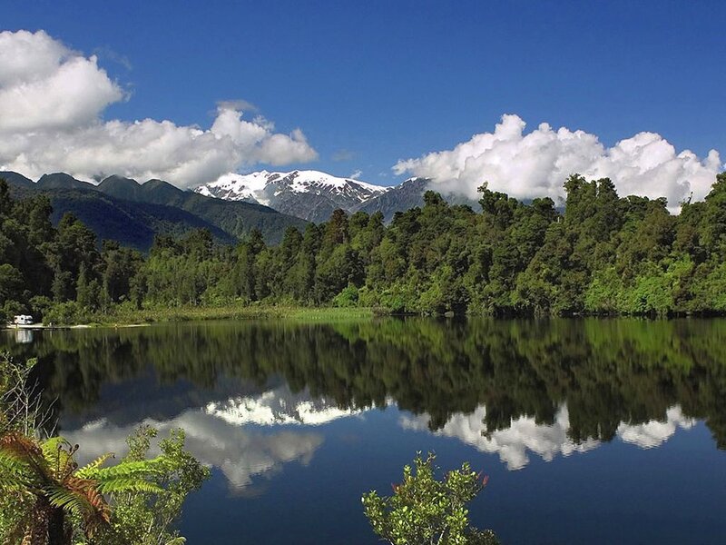 Snow-capped Mountains — Blue, Serene, Afternoon, Photograph, Lake, Forest, Clouds