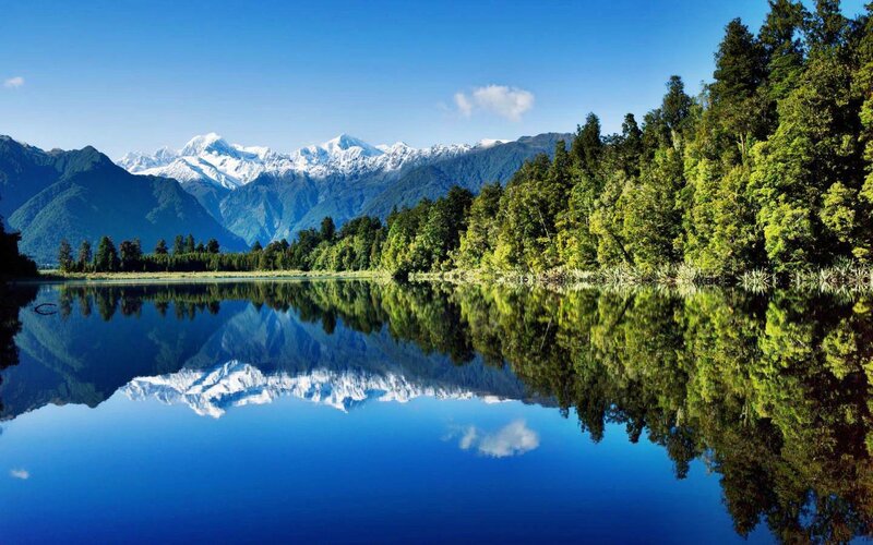 Snow-capped Mountains — Blue, Serene, Afternoon, Photograph, Lake, Forest, Reflection