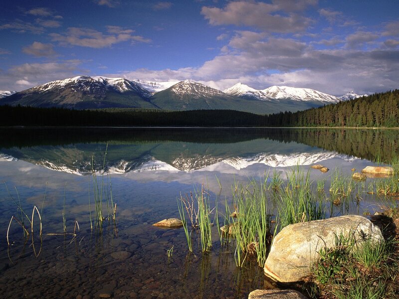 Snow-capped Mountains — Blue, Serene, Afternoon, Photograph, Lake, Forest, Rocks