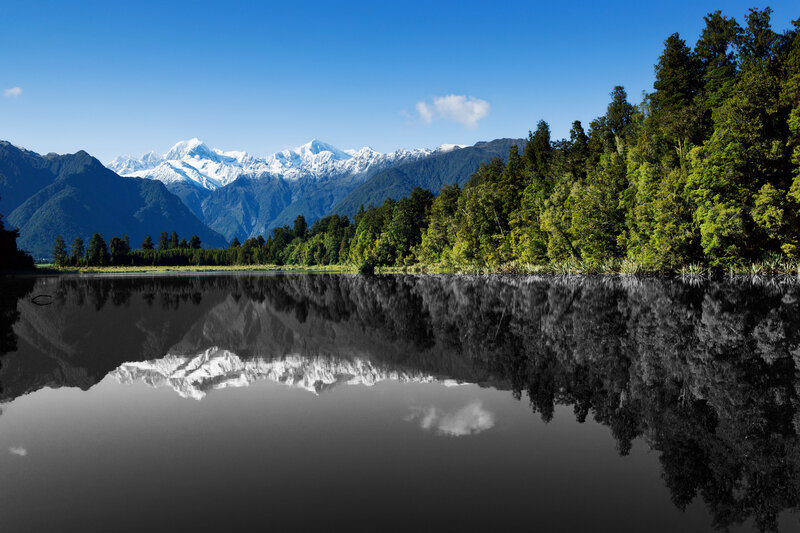 Snow-capped Mountains — Blue, Serene, Afternoon, Photograph, Lake, Forest, Sky