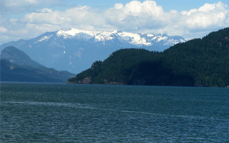 Snow-capped Mountains — Blue, Serene, Afternoon, Photograph, Lake, Forested Hills