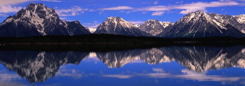 Snow-capped Mountains — Blue, Serene, Afternoon, Photograph, Lake, Reflection, Sky, White, Black
