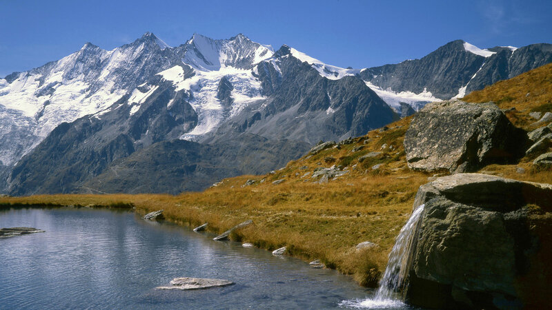 Snow-capped Mountains — Blue, Serene, Afternoon, Photograph, Lake, Rock