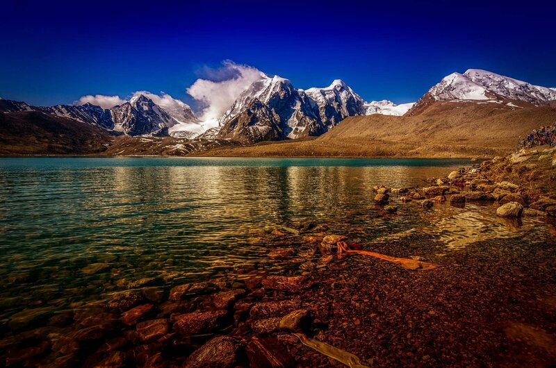 Snow-capped Mountains — Blue, Serene, Afternoon, Photograph, Lake, Rocks, Clouds