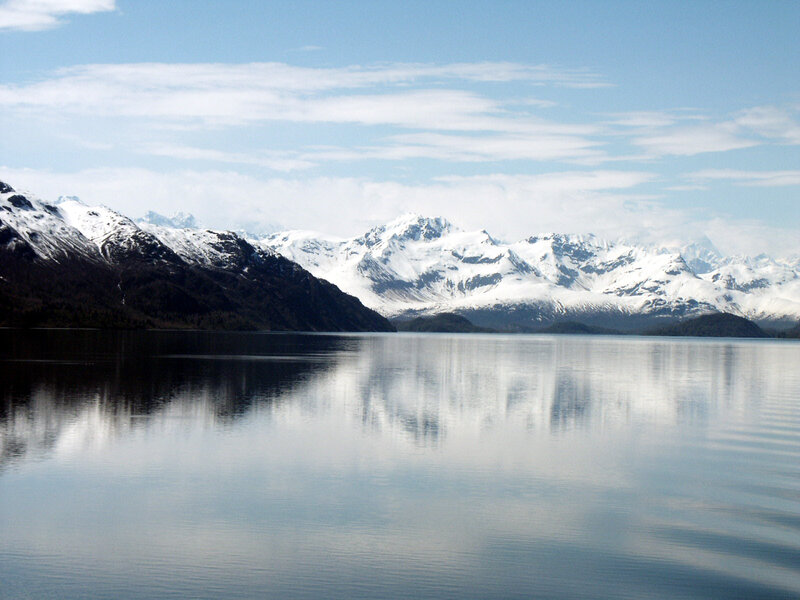 Snow-capped Mountains — Blue, Serene, Afternoon, Photograph, Lake, Sky, Clouds