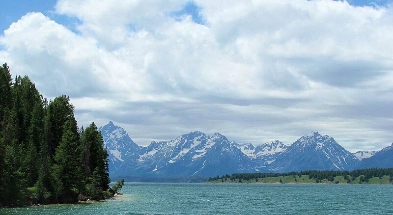 Snow-capped Mountains — Blue, Serene, Afternoon, Photograph, Lake, Trees, Clouds