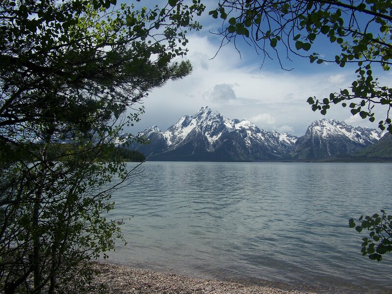 Snow-capped Mountains — Blue, Serene, Afternoon, Photograph, Lake, Trees, Pebble Beach