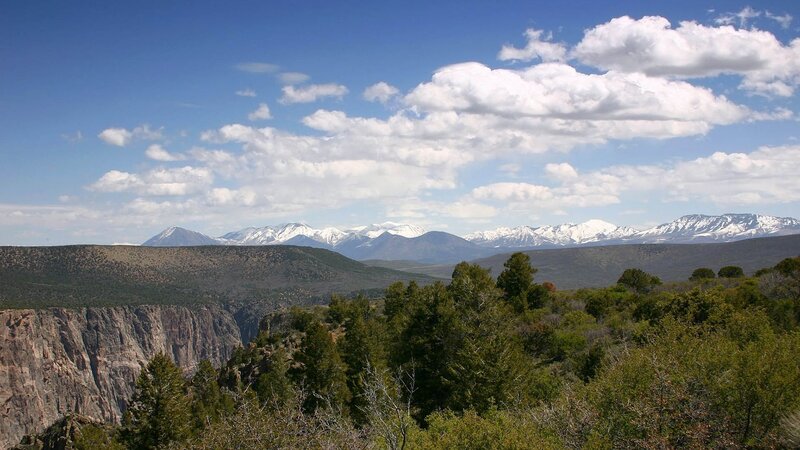 Snow-capped Mountains — Blue, Serene, Afternoon, Photograph, Trees, Canyon