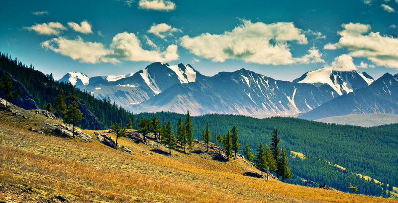 Snow-capped Mountains — Blue, Serene, Afternoon, Photograph, Trees, Hills
