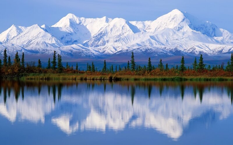 Snow-capped Mountains — Blue, Serene, Afternoon, Photograph, Trees, Lake