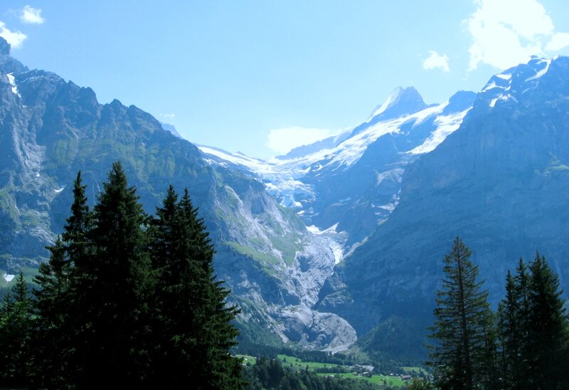 Snow-capped Mountains — Blue, Serene, Afternoon, Photograph, Trees, Valley, Glacier