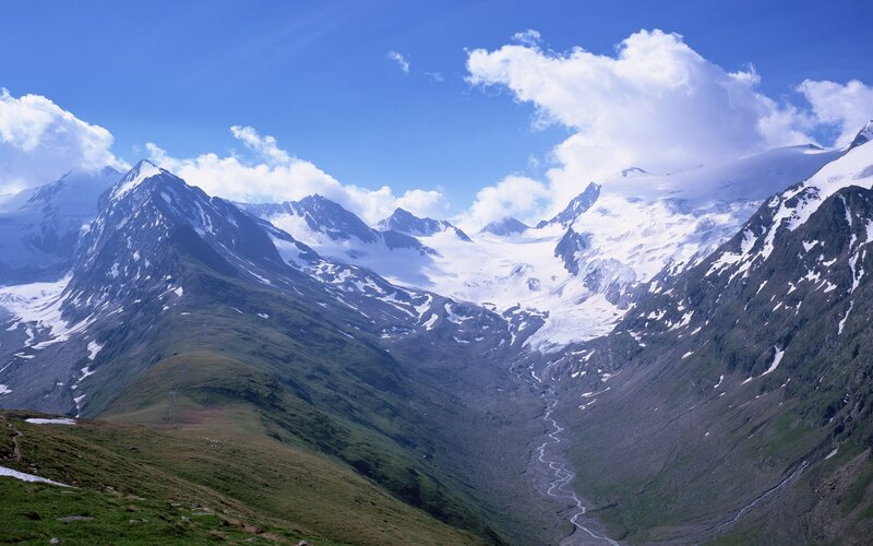Snow-capped Mountains — Blue, Serene, Afternoon, Photograph, Valley, Glacier