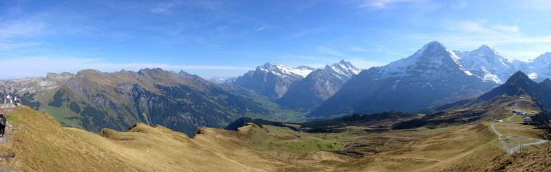 Snow-capped Mountains — Blue, Serene, Afternoon, Photograph, Valley, Hikers