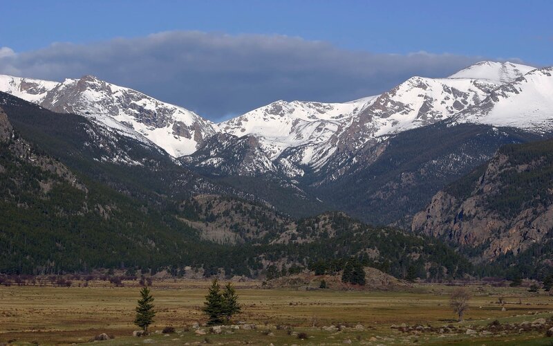 Snow-capped Mountains — Blue, Serene, Afternoon, Photograph, Valley, Trees, Clouds, Green