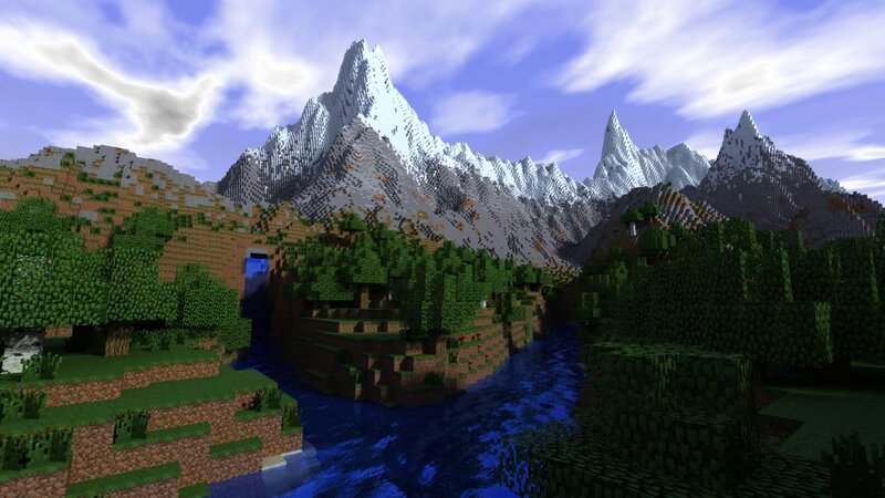 Snow-capped Mountains — Blue, Serene, Afternoon, Pixel Art