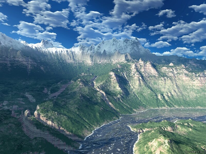 Snow-capped Mountains — Blue, Serene, Afternoon