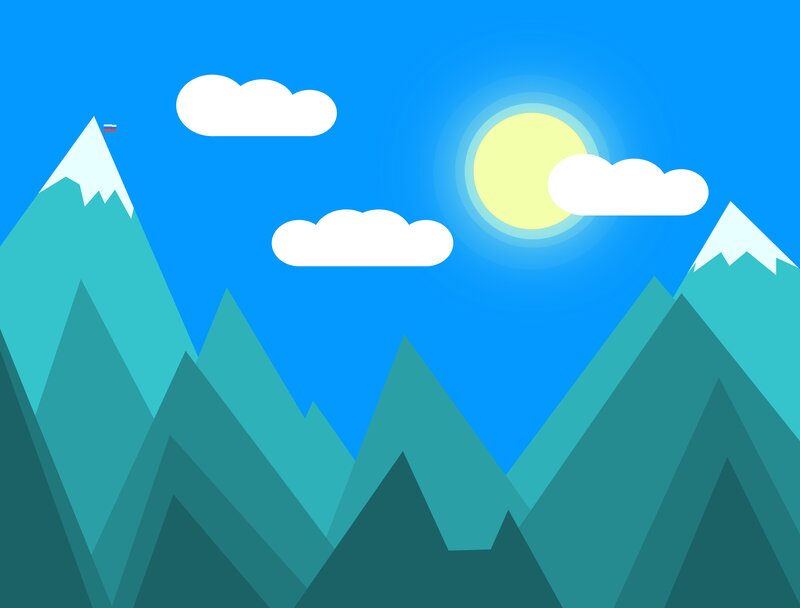 Snow-capped Mountains — Blue, Serene, Afternoon, Vector Art