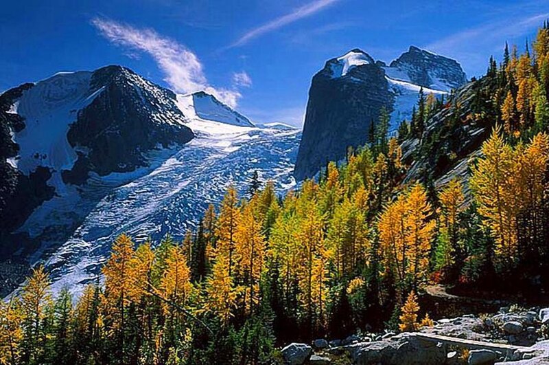 Snow-capped Mountains — Blue, Serene, Autumn, Photograph, Forests