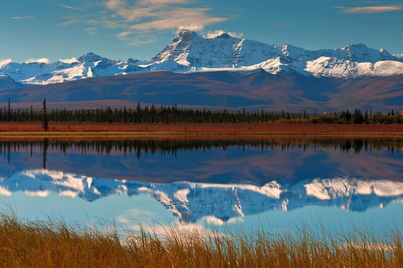 Snow-capped Mountains — Blue, Serene, Autumn, Photograph, Lake, Forest, Sky