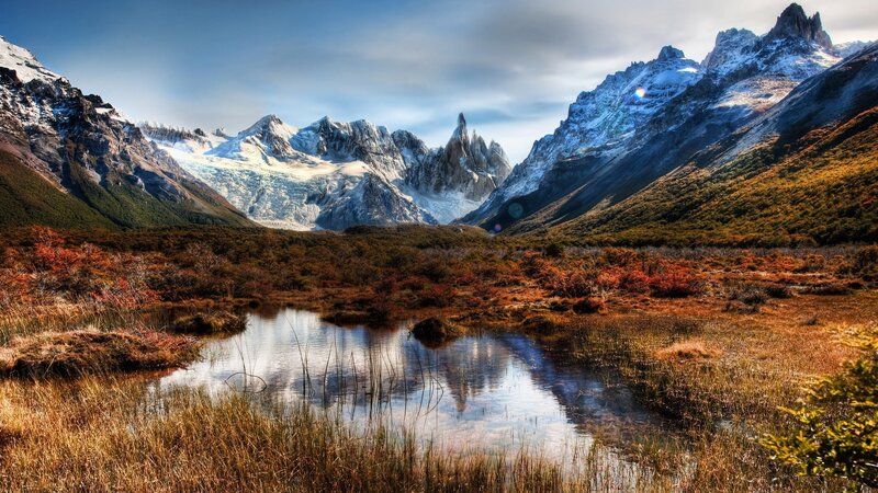 Snow-capped Mountains — Blue, Serene, Autumn, Photograph, Lake, Glacier