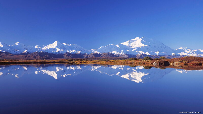 Snow-capped Mountains — Blue, Serene, Autumn, Photograph, Lake, Sky