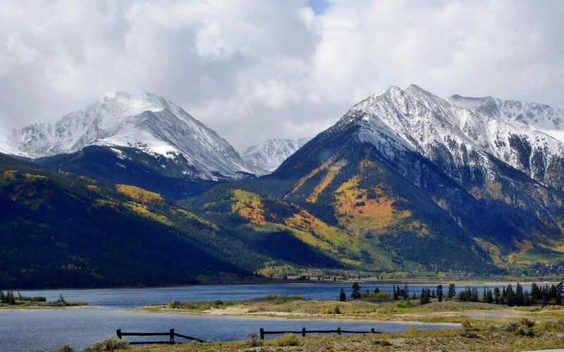 Snow-capped Mountains — Blue, Serene, Autumn, Photograph, Lake