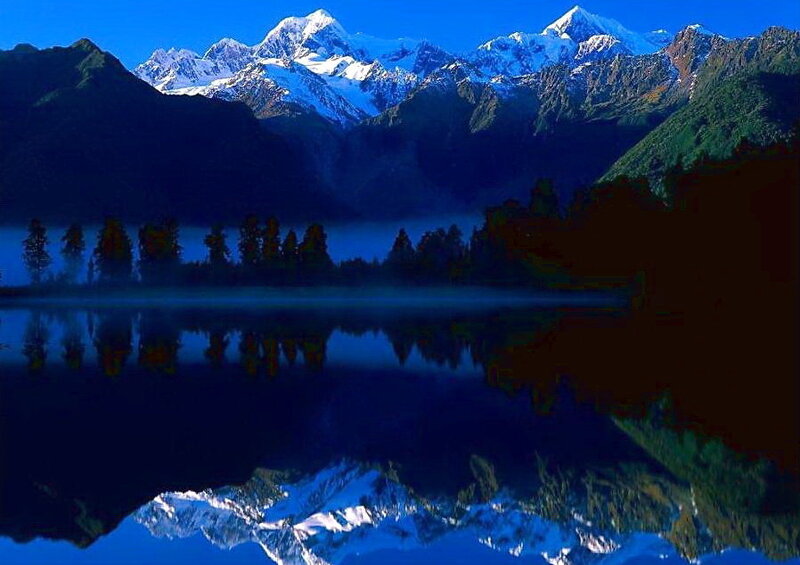 Snow-capped Mountains — Blue, Serene, Dawn