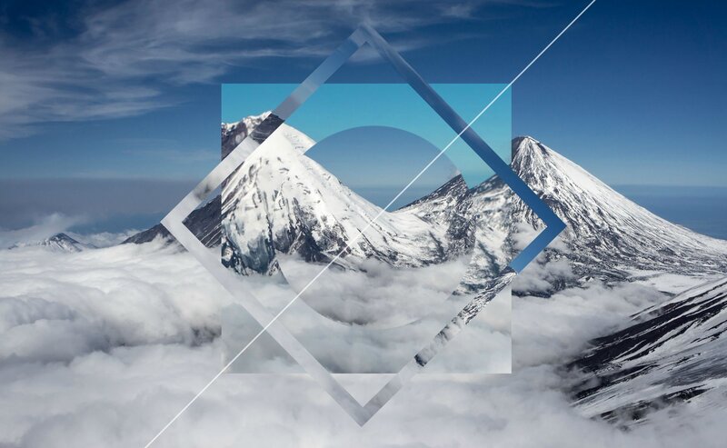 Snow-capped Mountains — Blue, Serene, Digital Art, Clouds