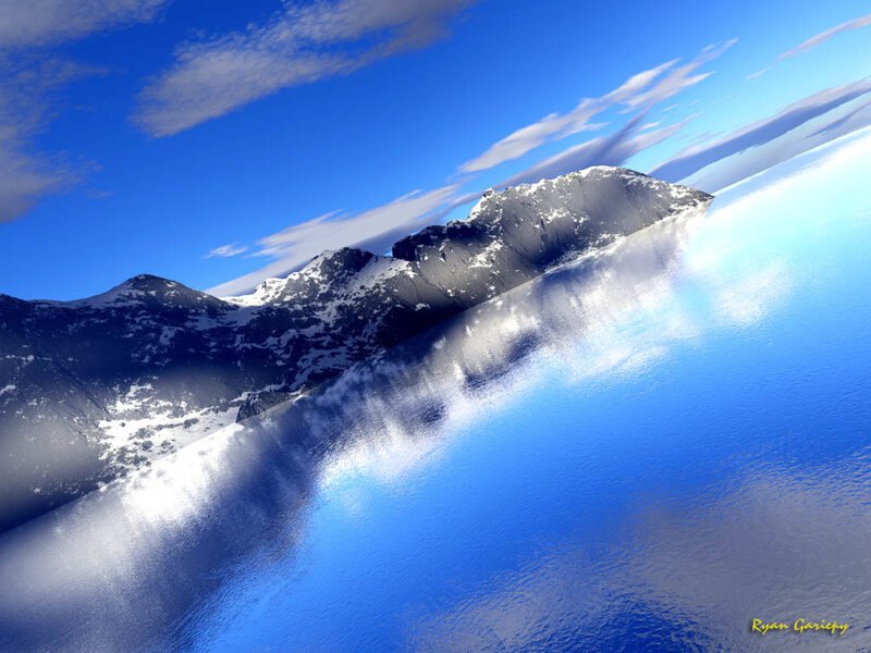 Snow-capped Mountains — Blue, Serene, Digital Art