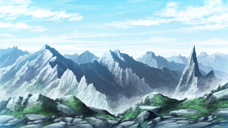 Snow-capped Mountains — Blue, Serene, Morning, Anime