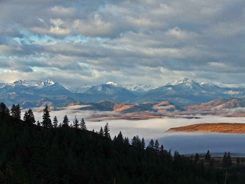 Snow-capped Mountains — Blue, Serene, Morning, Photograph, Clouds, Fog