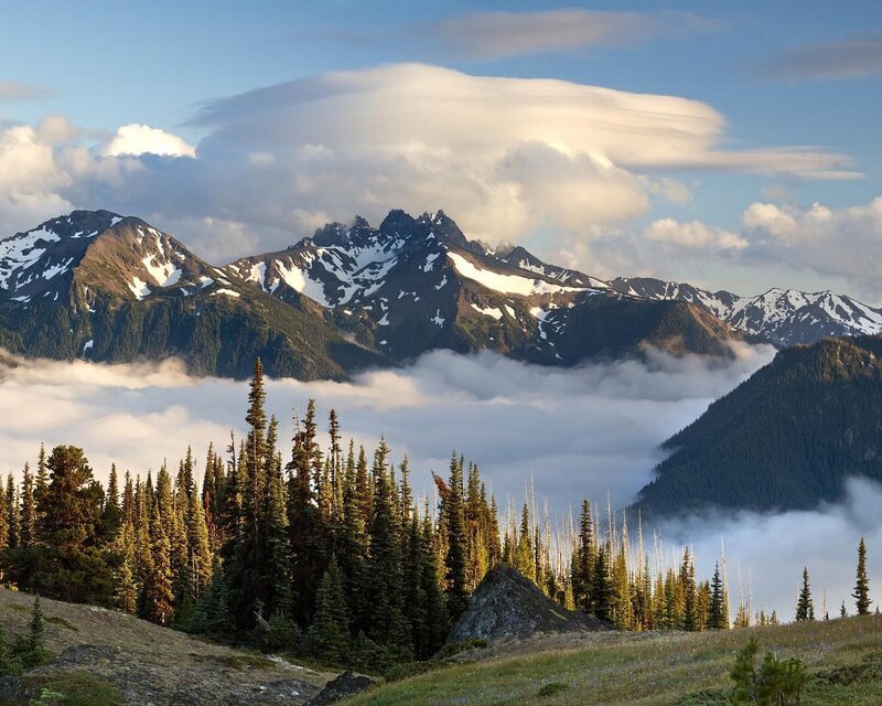 Snow-capped Mountains — Blue, Serene, Morning, Photograph, Clouds