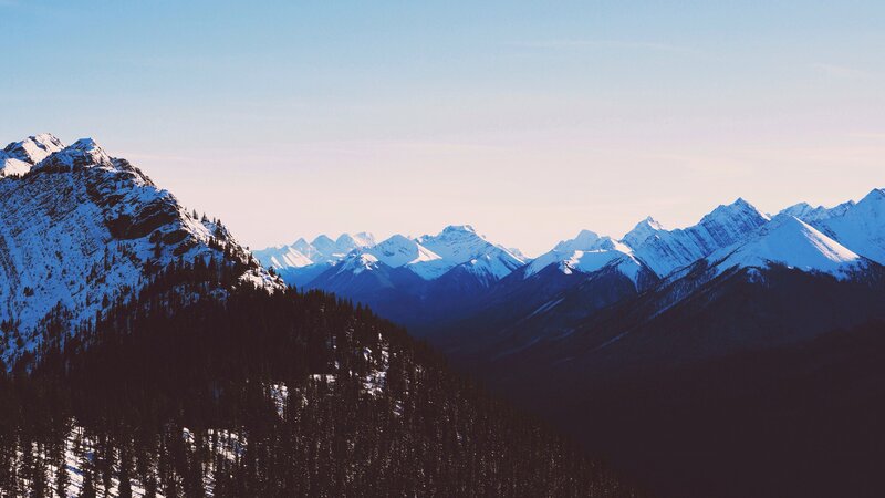 Snow-capped Mountains — Blue, Serene, Morning, Photograph, Forests, Valley