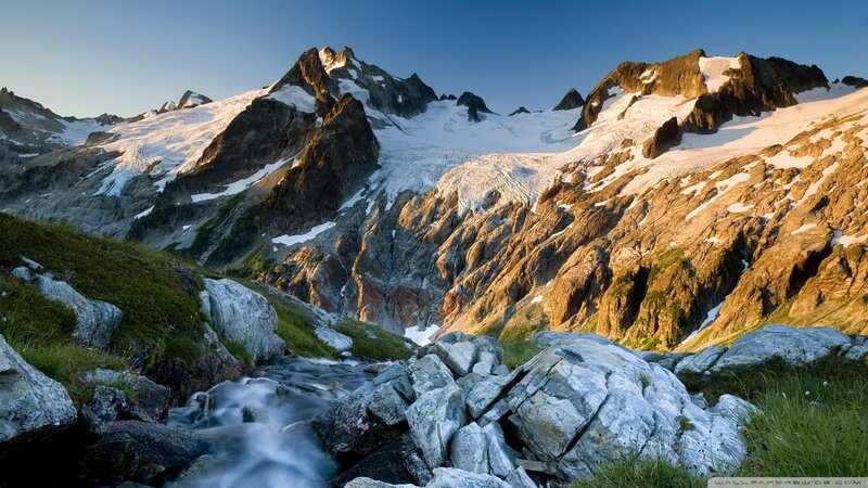 Snow-capped Mountains — Blue, Serene, Morning, Photograph, Glacier