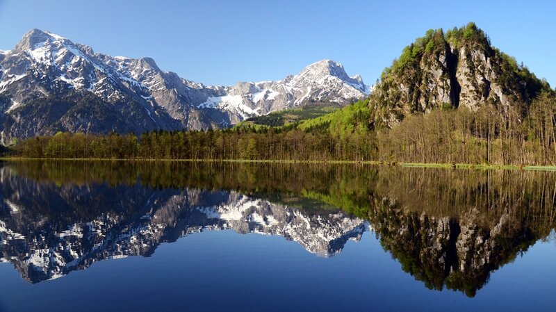 Snow-capped Mountains — Blue, Serene, Morning, Photograph, Lake, Forest, Rock