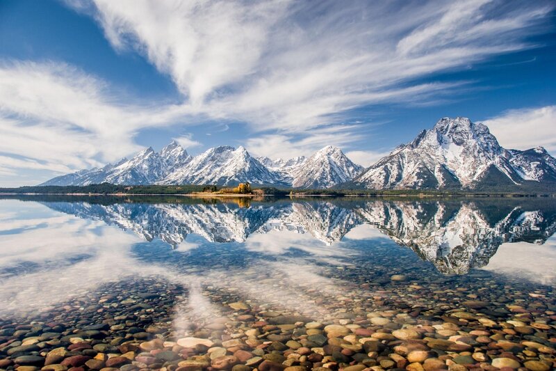 Snow-capped Mountains — Blue, Serene, Morning, Photograph, Lake, Pebbles