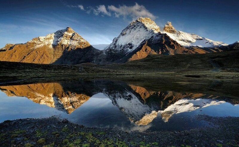 Snow-capped Mountains — Blue, Serene, Morning, Photograph, Lake, Sky