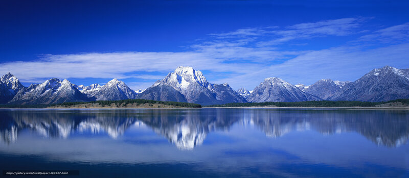 Snow-capped Mountains — Blue, Serene, Morning, Photograph, Lake, Sky, Trees