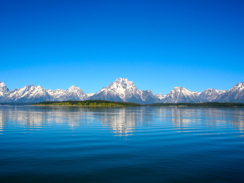 Snow-capped Mountains — Blue, Serene, Morning, Photograph, Lake