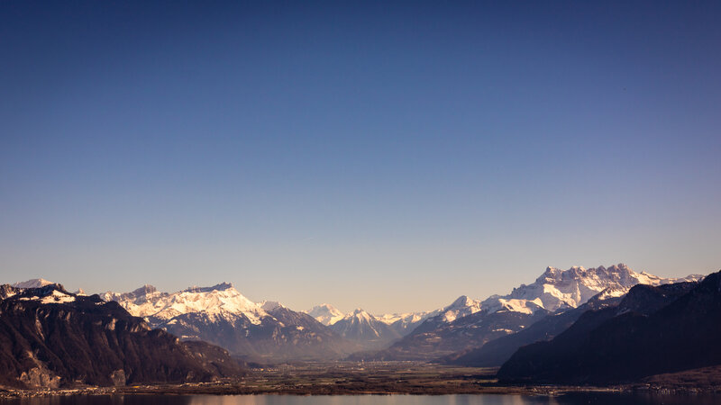 Snow-capped Mountains — Blue, Serene, Morning, Photograph, Lake, Valley