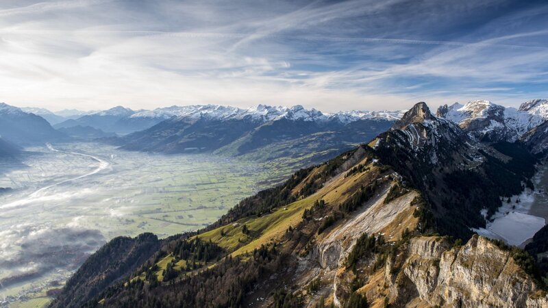 Snow-capped Mountains — Blue, Serene, Morning, Photograph, Valley, River