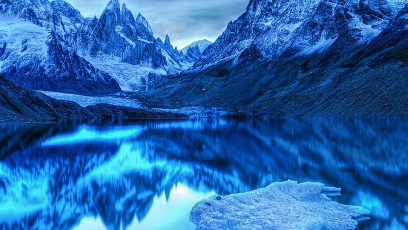 Snow-capped Mountains — Blue, Serene, Night, Photograph, Lake, Glacier