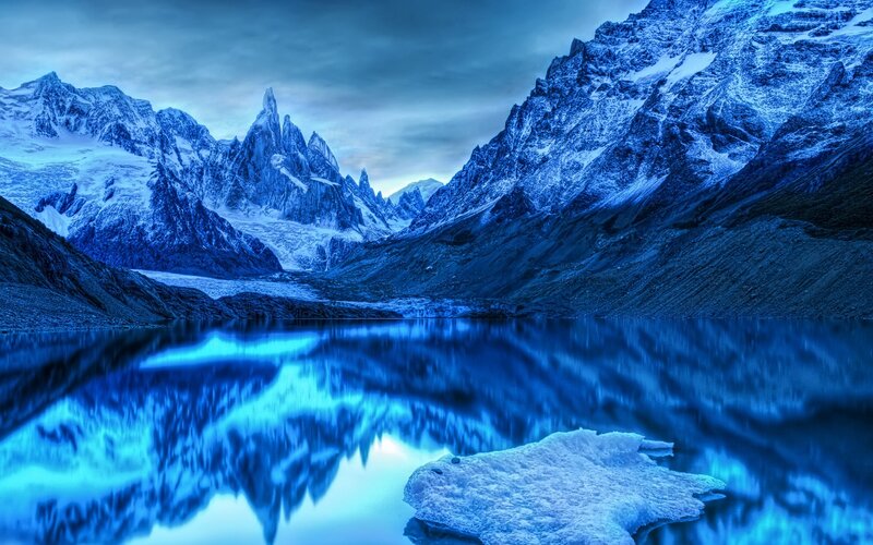 Snow-capped Mountains — Blue, Serene, Night, Photograph, Lake, Iceberg, Glacier, White
