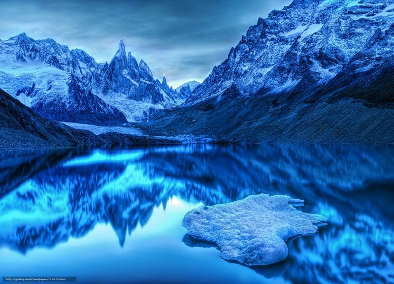 Snow-capped Mountains — Blue, Serene, Night, Photograph, Lake, Iceberg