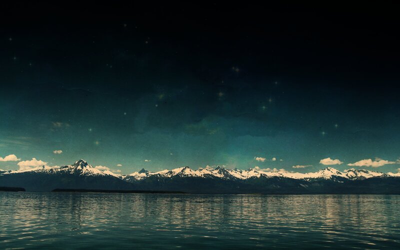 Snow-capped Mountains — Blue, Serene, Night, Photograph, Lake, Stars