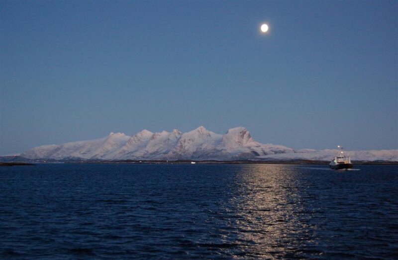 Snow-capped Mountains — Blue, Serene, Night, Photograph, Moon